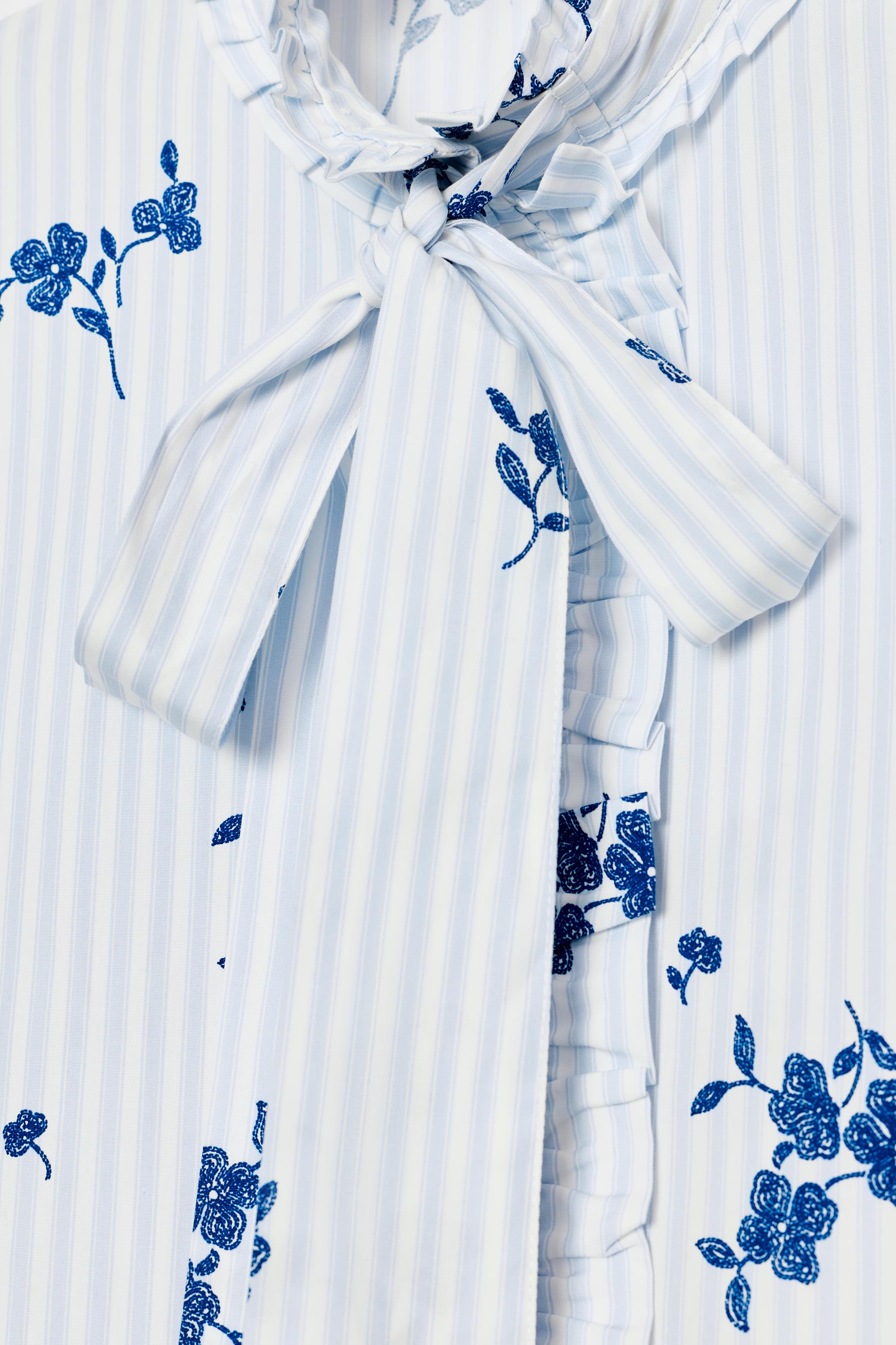 FLORAL PRINT TIE-NECK BLOUSE